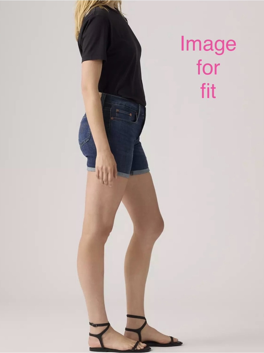 LEVI’S Mid-Rise/Mid-Length Dark Blue Denim Shorts for Women - Picture 8 of 15